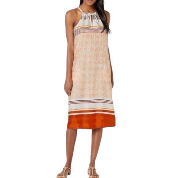 Prana Parisol Midi Dress Peach Canopy Halter Lightweight Modal Pockets Size XL - Picture 3 of 11
